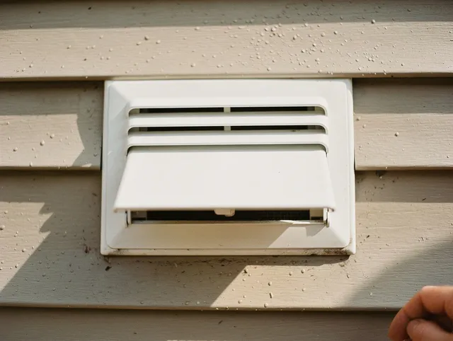 Solon Dryer Vent Cleaning technician performing professional exhaust vent cleaning at a residential property in Solon