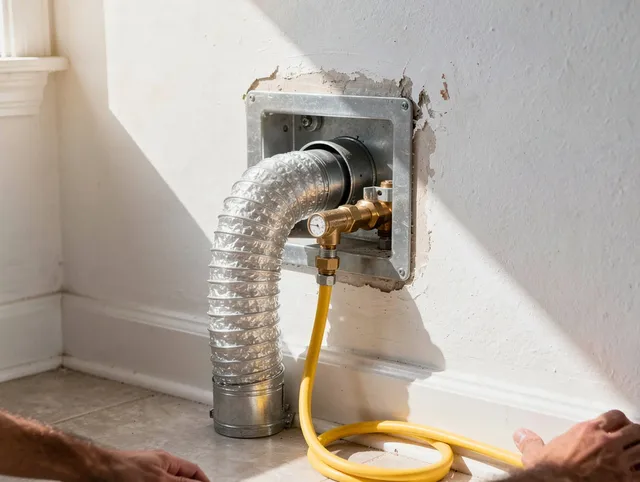 Solon Dryer Vent Cleaning certified technician performing specialized gas dryer vent cleaning in Solon